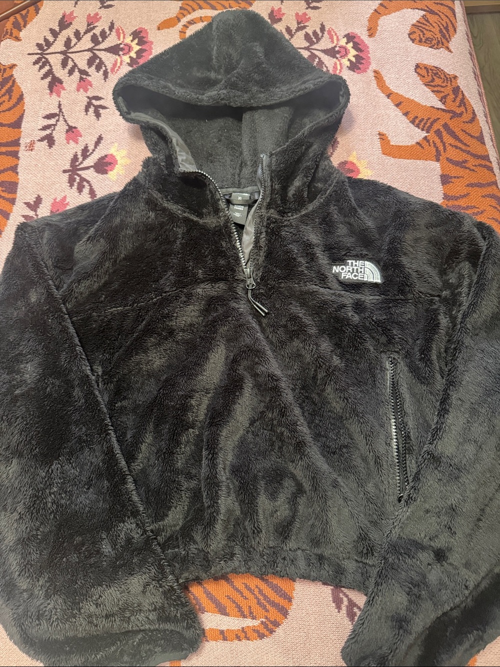 The North Face Black Fuzzy Hooded Half-Zip Pullover